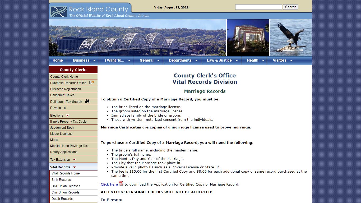 Rock Island County Clerk - Vital Records - Marriage Records