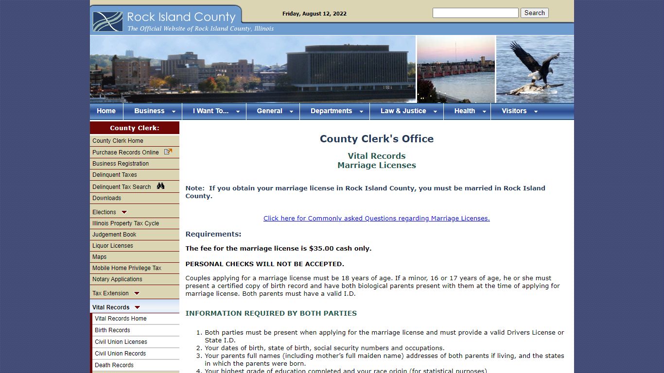Rock Island County Clerk - Vital Records - Marriage Licenses