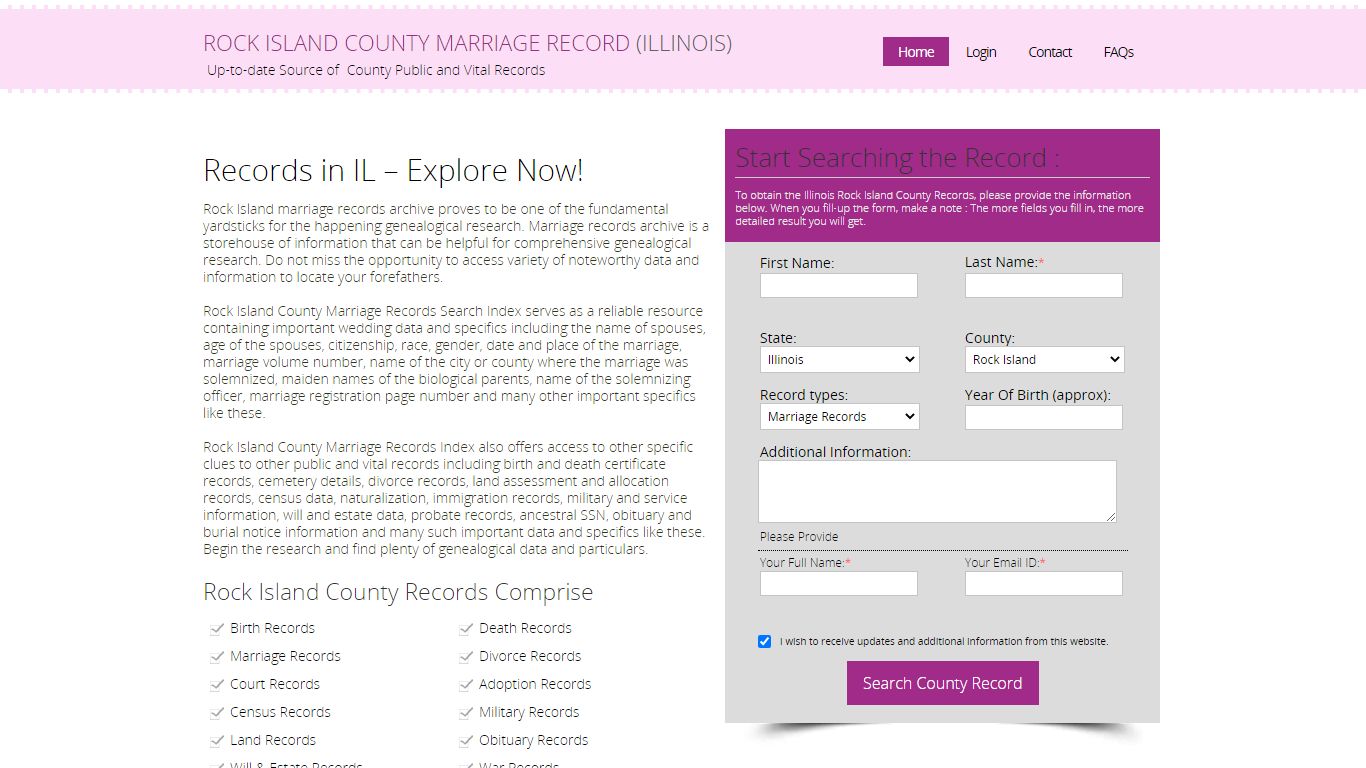 Public Marriage Records - Rock Island County, Illinois