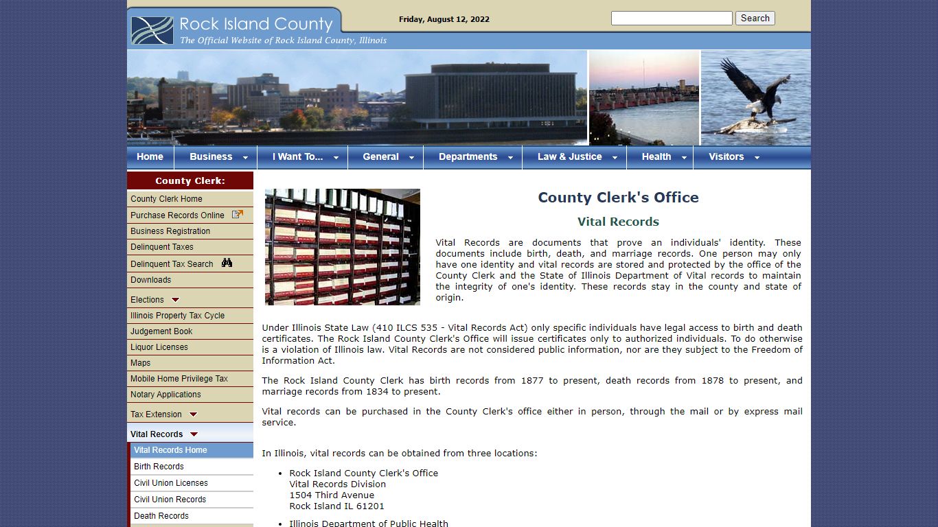 Rock Island County Clerk - Vital Records - Home Page